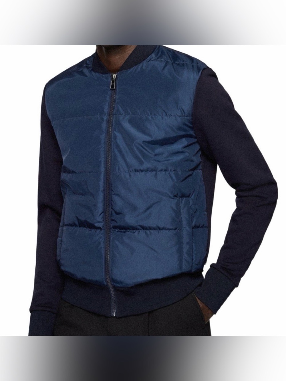 Hugo BOSS Mercerised Hybrid
Full Zip Puffer Jacket Sweater Size XXL